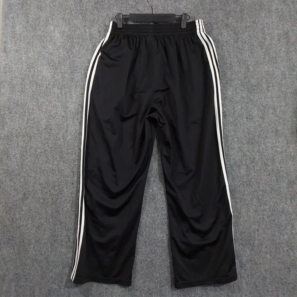 Adidas Pants Mens 30x29 Black Track Sweatpants 3 Stripe Elastic Waist Casual